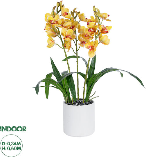 Globostar? Artificial Garden Yellow Cherry Cumbidium 21401 Διακοσμητικό Φυτό Κίτρινο Κυμβίδιο Υ60cm
