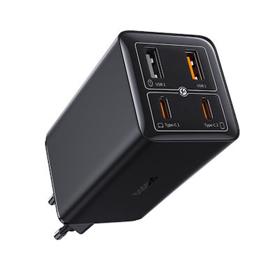 Baseus Ladegerät GaN mit 2 USB-A Anschlüsse und 2 USB-C Anschlüsse und Kabel USB-C - USB-C 100W Schwarzs (GaN6 Pro)