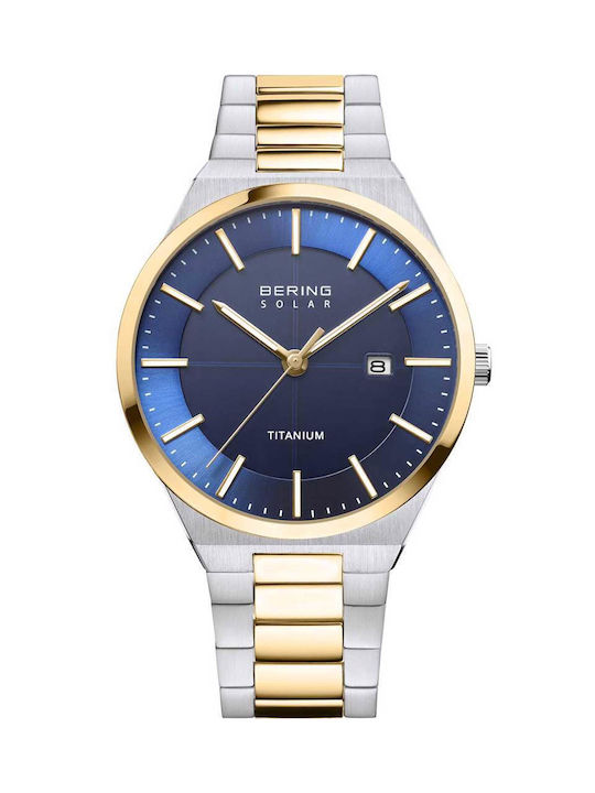 Bering Time Uhr Solar mit Gold Metallarmband