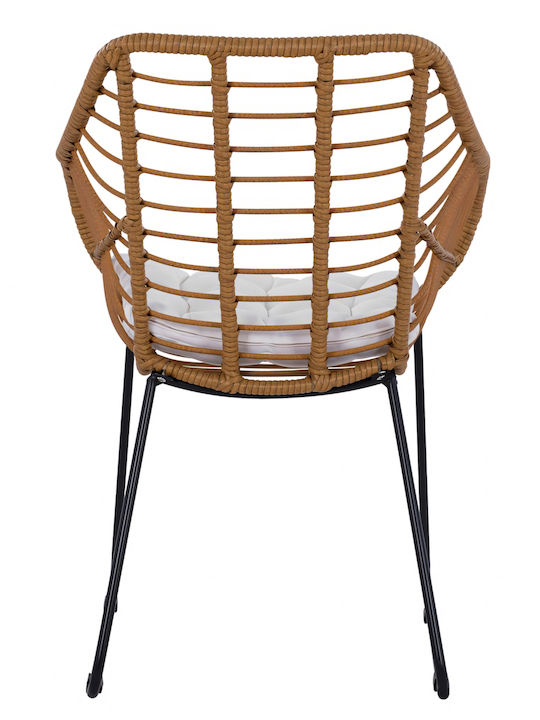 Outdoor-Sessel Rattan Aburius Natural/Black mit Kissen 63x60x83.5εκ.