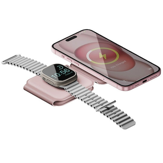 Energea Ασύρματος Φορτιστής (Qi Pad) 15W Ροζ
