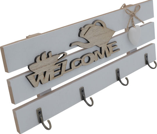 Uncle George Wall Key Hook Wooden 4 Hooks 28x2x10.5cm