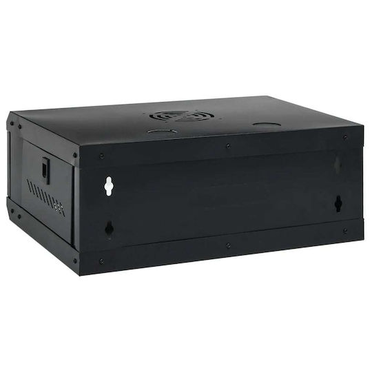 vidaXL Wall Mounted Rack Cabinet 4U 53x40x21cm Black 30256