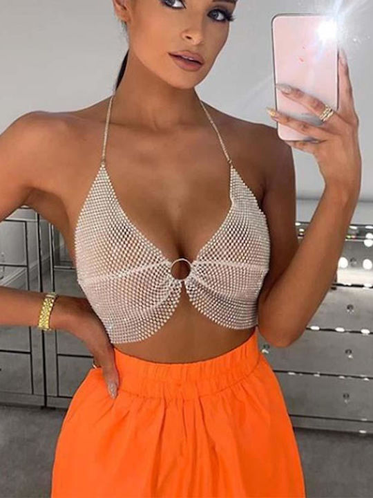 Damen Crop Top White