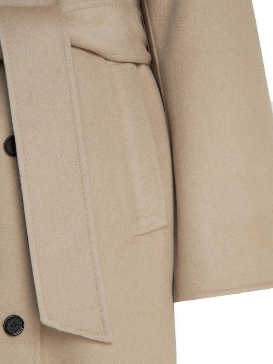 Karl Lagerfeld Women's Wool Coat Light Beige