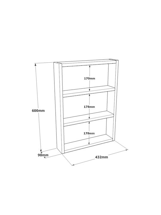 Ράφι Τοίχου Earls Λευκό 43.2x9x60εκ.