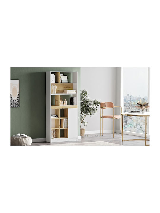 Bibliotecă Berrylands Alb/Natural 75.6x25x170cm