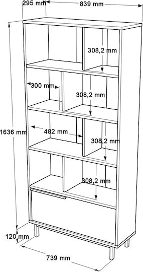 Mells Bookcase Natural 29.5x83.9x175.6 cm