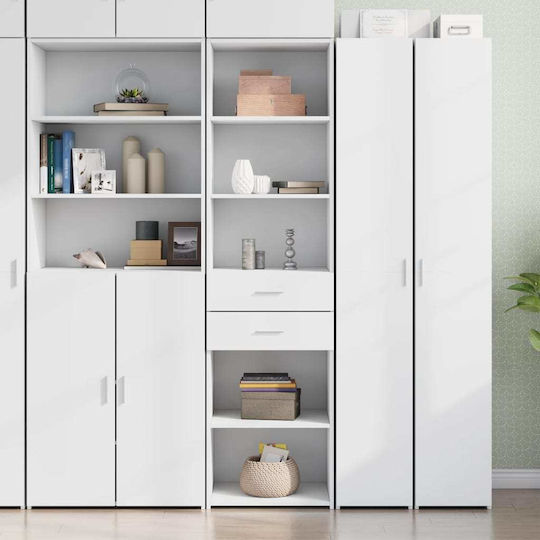 Floor-Standing Living Room Cabinet in Particle Board White 50x42.5x185cm