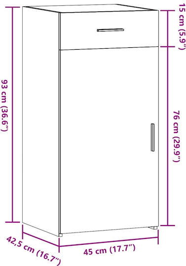 Шкаф За Дневна От ПДЧ Сив 45x42.5x93см