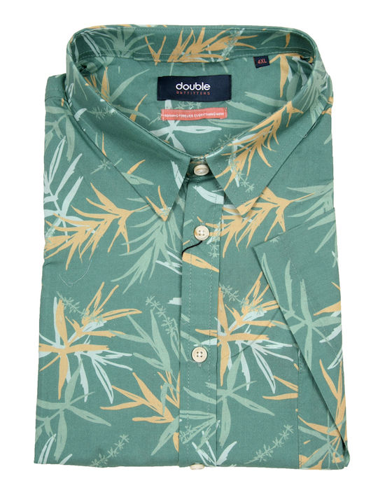 Double Men's Shirt Short Sleeve Cotton Green