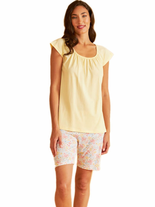 Harmony Summer Women's Pyjama Set Cotton Yellow