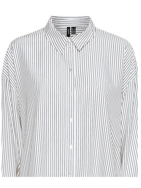 Vero Moda Women's Striped Long Sleeve Shirt White