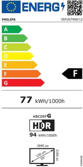 Philips Smart Τηλεόραση 55" 4K UHD LED PUS7409 HDR (2024) 55PUS7409/12