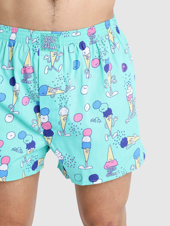 Men's Boxer Turquoise with Patterns