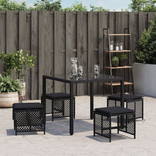 Σκαμπό Rattan 4τμχ 41x41x36cm Σκαμπό Rattan 4τμχ 41x41x36cm