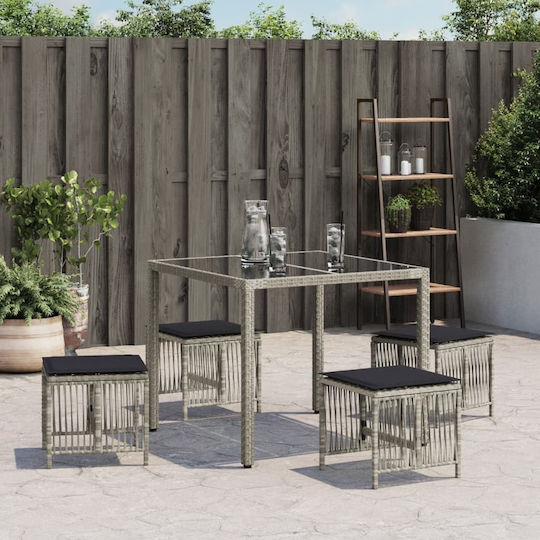 Σκαμπό Rattan 4τμχ 41x41x36cm Σκαμπό Rattan 4τμχ 41x41x36cm