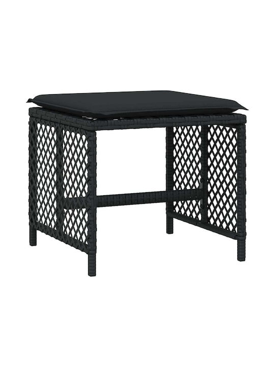 Gartenhocker Würfel Außengebrauch Rattan mit Kissen Schwarze 4 Stück 41x41x36cm