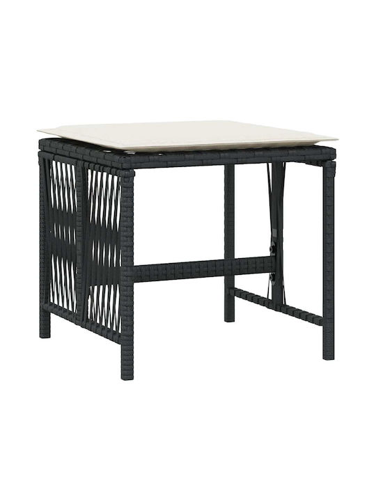 Băncuțe De Grădină Cub Pentru Exterior Rattan Cu Pernă Negre 4 Bucăți 41x41x36cm