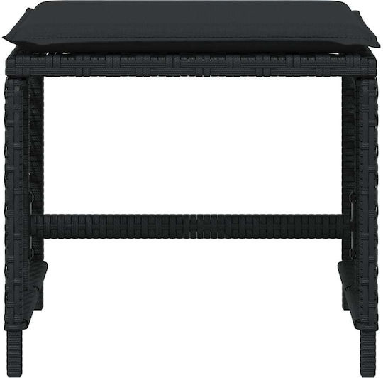 Garden Stool Cube Outdoor Rattan with Cushion Black 4 Pieces 41x41x36cm