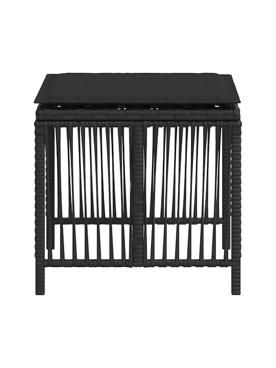 Băncuțe De Grădină Cub Pentru Exterior Rattan Cu Pernă Negre 4 Buc 41x41x36cm