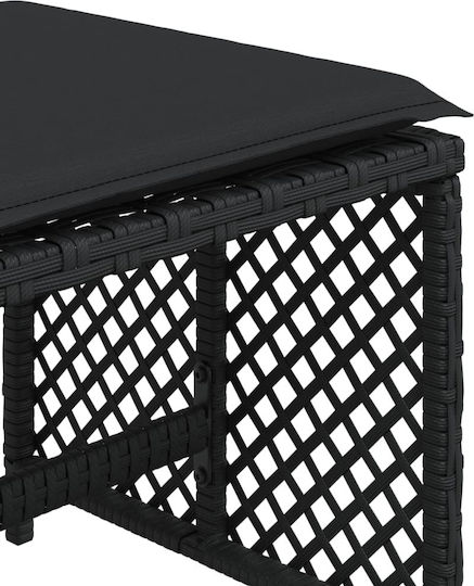 Garden Stool Cube Outdoor Rattan with Cushion Black 4 Pieces 41x41x36cm