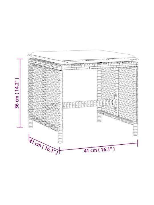 Băncuțe De Grădină Cub Pentru Exterior Rattan Cu Pernă Negre 4 Buc 41x41x36cm