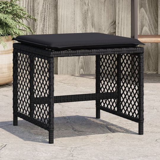 Garden Stool Cube Outdoor Rattan with Cushion Black 4 Pieces 41x41x36cm