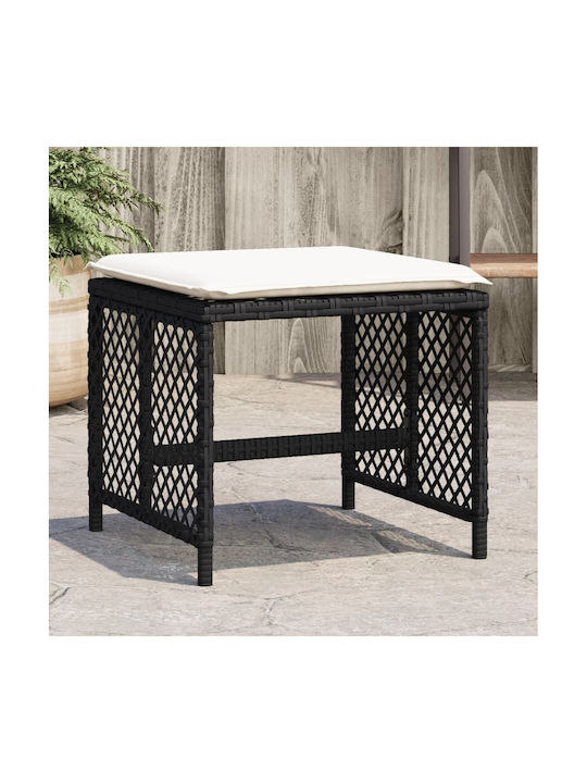 Băncuțe De Grădină Cub Pentru Exterior Rattan Cu Pernă Negre 4 Buc 41x41x36cm