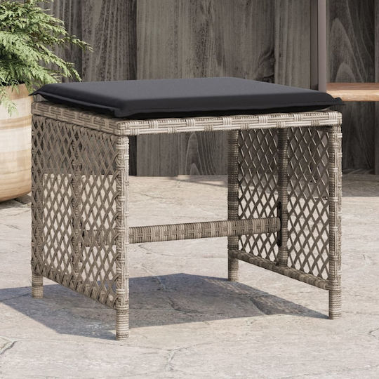 Garden Stool Cube Outdoor Rattan with Grey Cushion 4 Pieces 41x41x36cm
