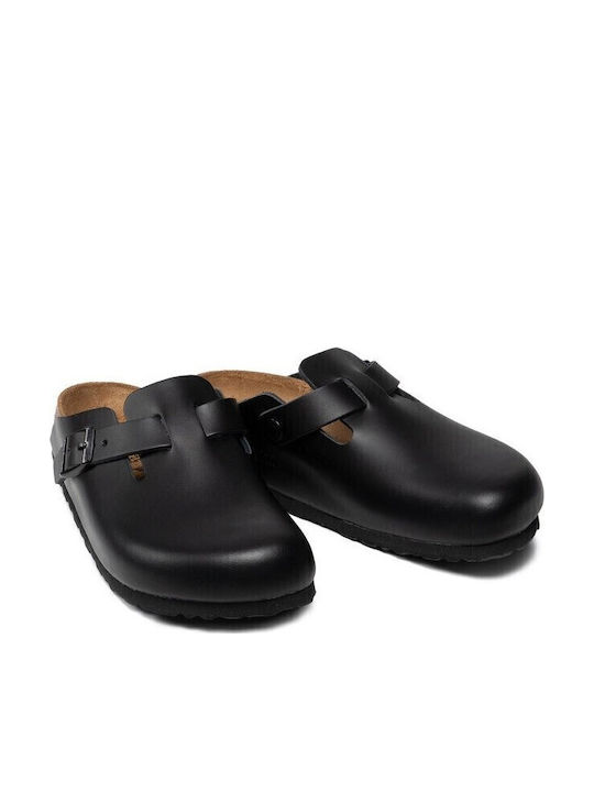 Birkenstock Boston NL Γυναικεία Δερμάτινα Σαμπό Μαύρα Birkenstock Boston NL Γυναικεία Δερμάτινα Σαμπό Μαύρα