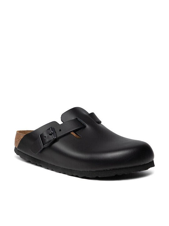 Boston NL Leder Herren Hausschuhe Schwarz Schmale Passform