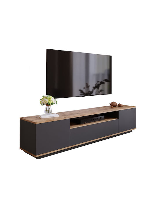 TV Stand Wooden Natural / Anthracite L180xW44.5xH44.6cm