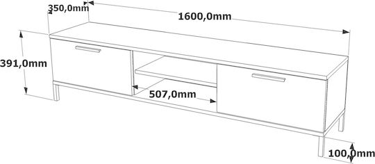 Enfield TV Stand Made of Solid Pine Wood/Anthracite L160xD35xH39.1cm