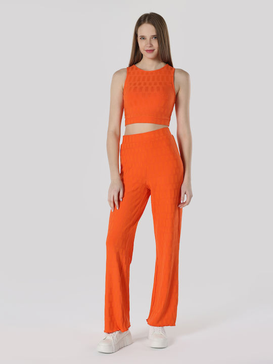 Damen Stoff Hose in Schlanker Passform Orange