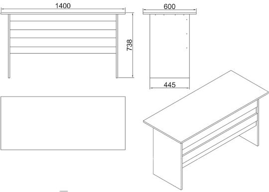Birou Eastcote din Lemn de Frasin/negru 140x60x73,8cm