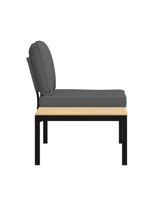Bench Outdoor Metal Black with Pillows 65x65x73cm