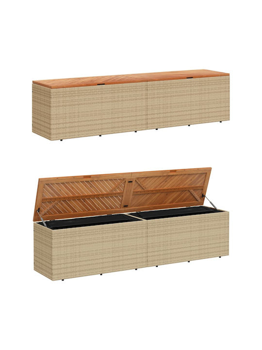 vidaXL Cutie de depozitare pentru exterior Rattan Bej L220xW50xH54buc