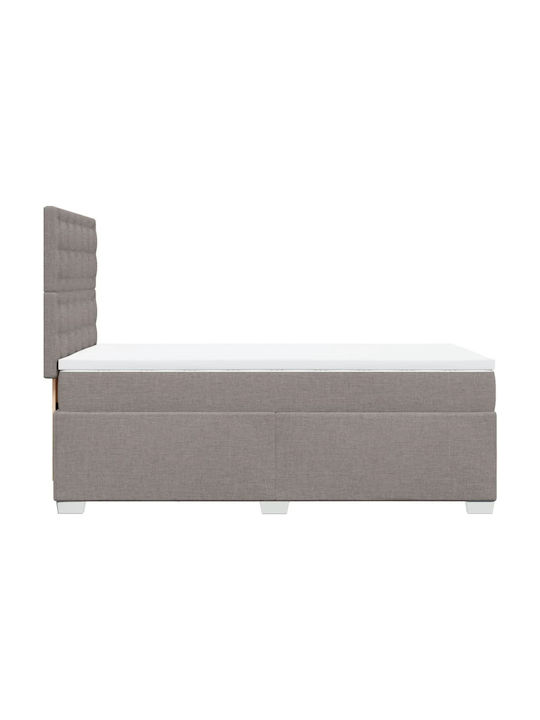 Pat Single Bej-gri cu Lamele & Saltea 100x200cm