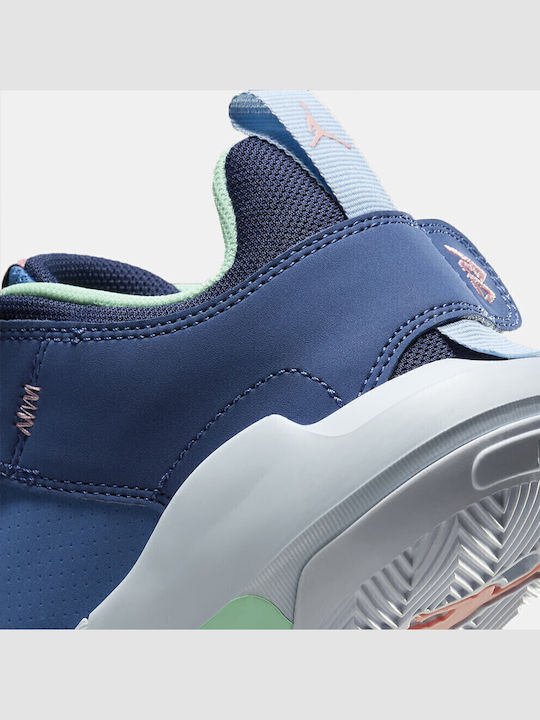 One Take 5 Kids Sports Shoes Basketball with Laces Stone Blue and Bleached Coral Mystic Navy