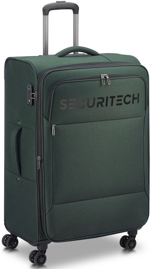 Securitech Large Travel Suitcase Vanguard Green with 4 Wheels Height 76cm