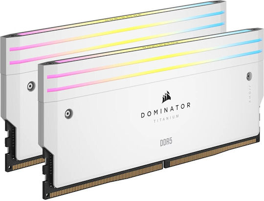 Corsair Dominator Titanium RGB XMP White DDR5 64GB RAM με 2x32GB Modules και Ταχύτητα 6400 για Desktop