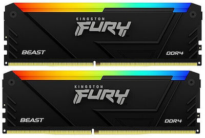 Kingston FURY Beast RGB 16GB DDR4 RAM cu 2 module (2x8GB) și Viteză 2666 pentru Desktop