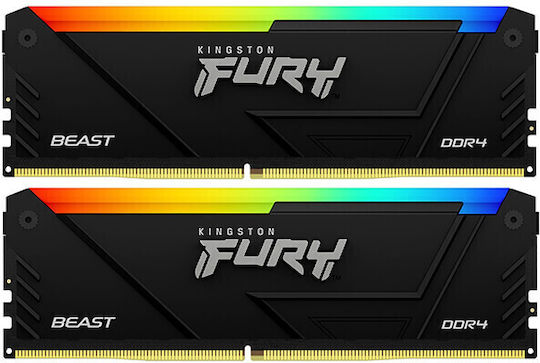 Kingston Fury Beast DDR4 16GB RAM με 2x8GB Modules και Ταχύτητα 3600 για Desktop