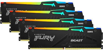 Kingston Fury Beast RGB 64GB DDR5 RAM with 4 Modules (4x16GB) and 5600 Speed for Desktop