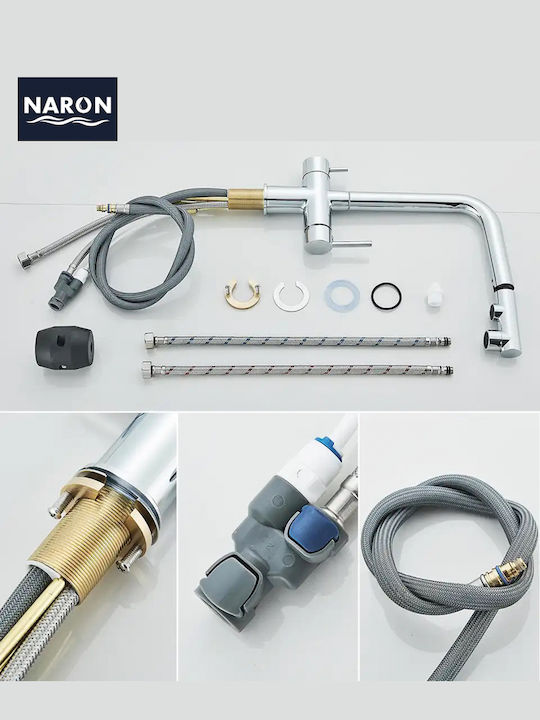 Naron Kitchen Faucet Counter with Shower Chrome