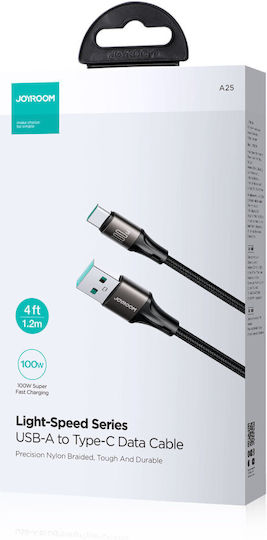 Joyroom Light-speed ​​series Sa25-ac6 USB 2.0 Cable USB-C male - USB-A 100W PD Μαύρο 1.2m