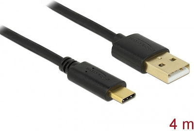 DeLock Regular USB 2.0 Cable USB-C male - USB-A male Μαύρο 4m (83669)