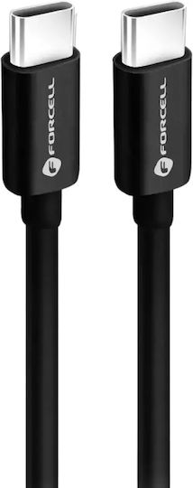 Forcell C338 USB 2.0 Cable USB-C male - USB-C 60W Μαύρο 0.25m