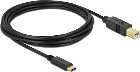 DeLock USB 2.0 Cable USB-C male - USB-B Μαύρο 3m 83666